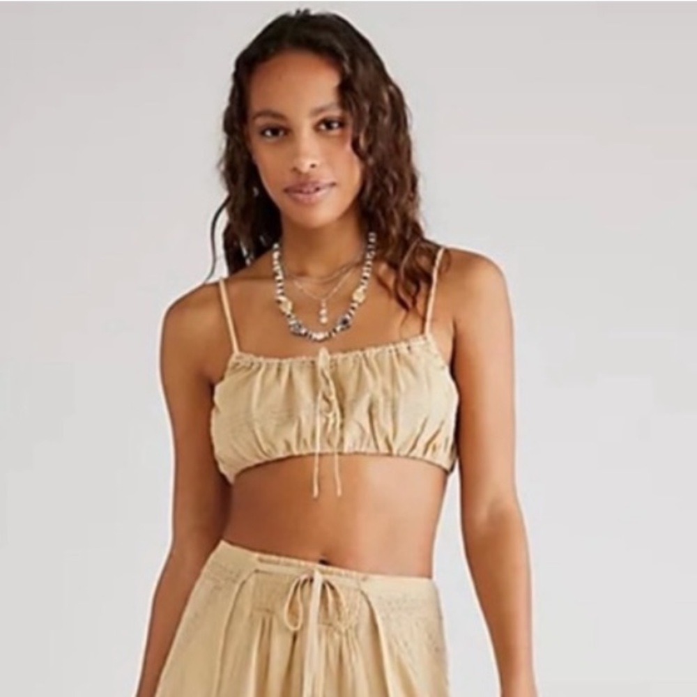 FREE People Ethereal Cream Boho Cropped Top New With Tags Size Medium